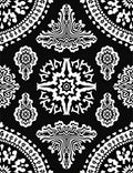 Black White Intricate Medallion Pattern Rug