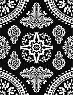 Black White Intricate Medallion Pattern Rug