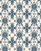 Vintage Blue Floral Scroll Pattern Rug