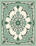 Elegant Green Floral Medallion Pattern Rug