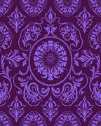 Elegant Purple Damask Floral Design Rug