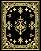 Elegant Gold Crest Floral Rug