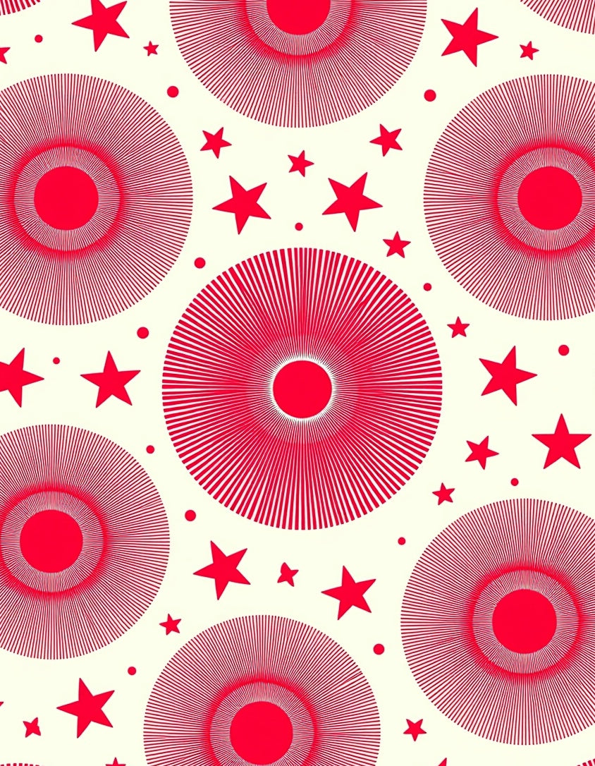 Red Sunburst Star Pattern Design Rug