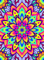 Vibrant Neon Mandala Pattern Rug