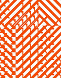 Orange White Geometric Illusion Rug