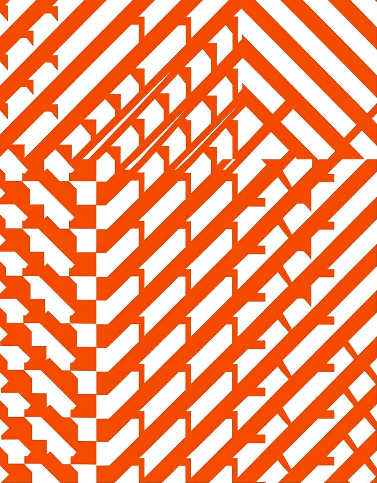 Orange White Geometric Illusion Rug