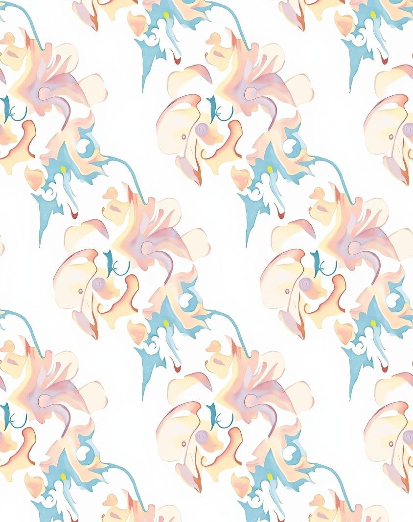 Abstract Floral Pattern Pastel Hues Rug