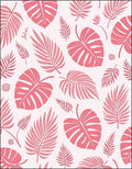Tropical Leaf Pattern Pink Flora Design Rug