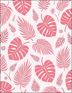 Tropical Leaf Pattern Pink Flora Design Rug