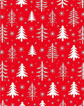 Red Snow Tree Pattern Rug