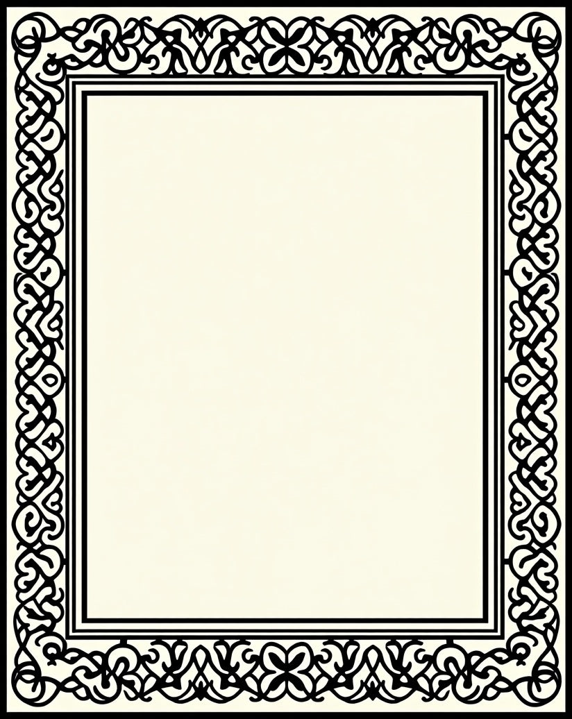 Ornate Black Cream Scrollwork Rug