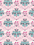 Pink Floral Scroll Decorative Pattern Rug