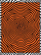Orange Black Concentric Waves Rug