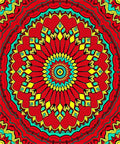Vibrant Red Yellow Teal Mandala Rug