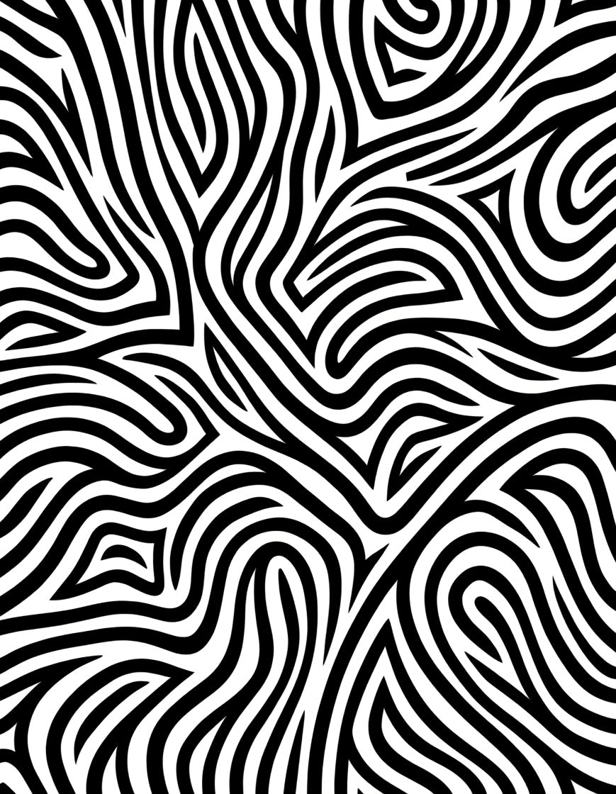 Abstract Black White Wavy Lines Pattern Rug