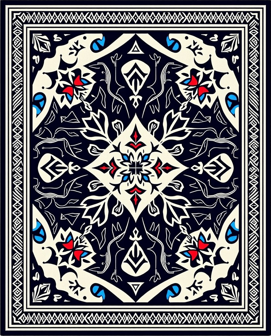Intricate Floral Geometric Pattern Rug