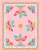 Pink Floral Medallion Pattern Rug