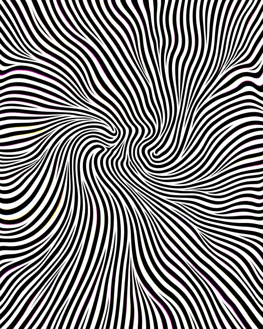 Abstract Wavy Black White Stripes Rug