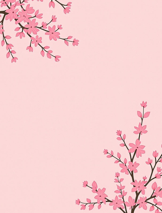 Pink Cherry Blossom Floral Pattern Rug
