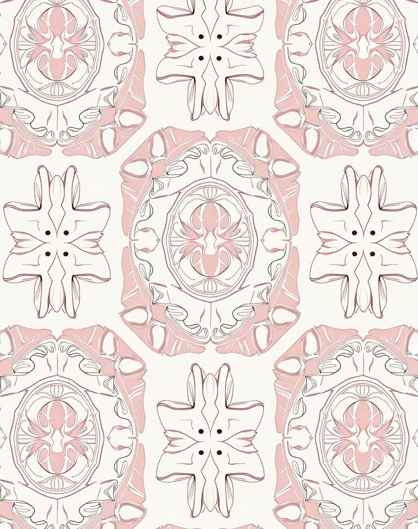 Ornate Pink White Mandala Rug