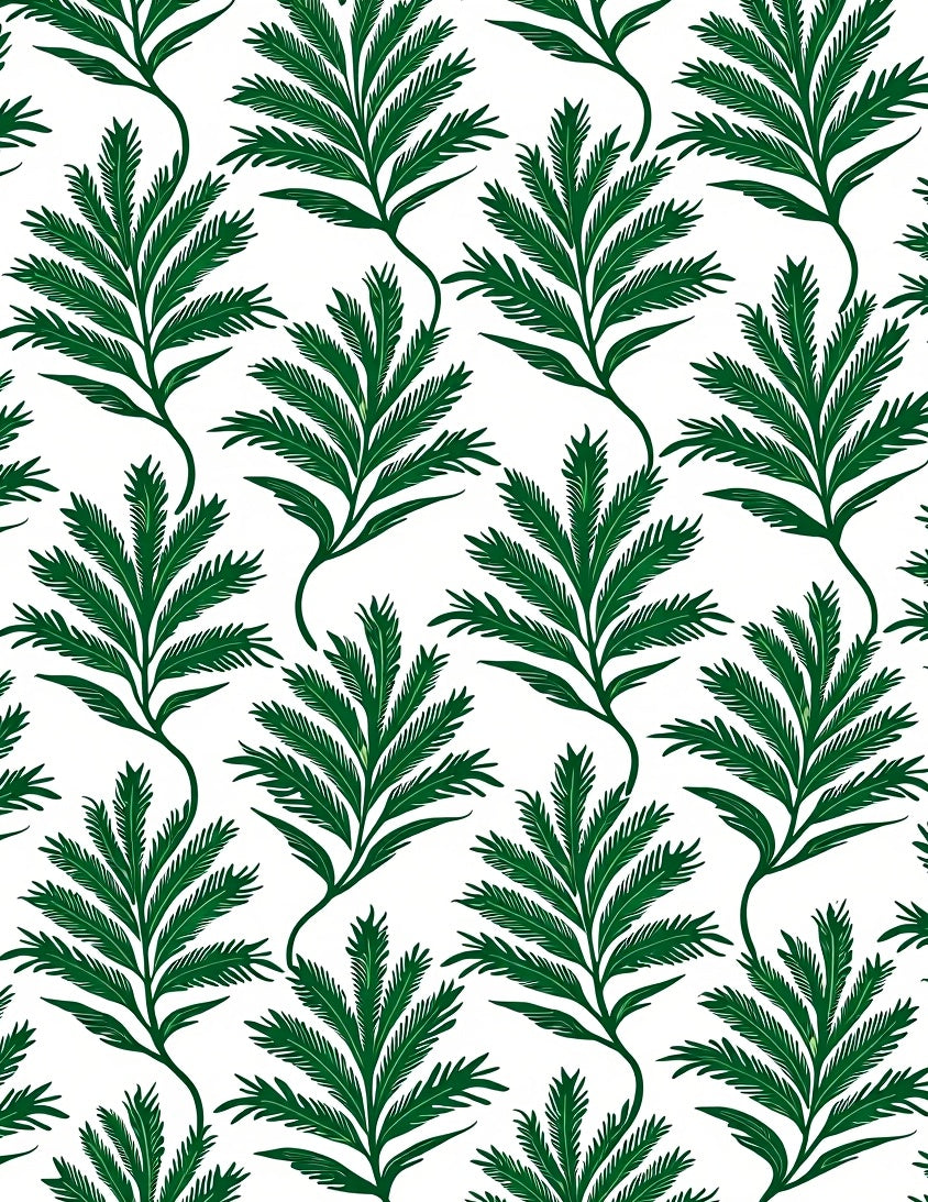 Green Fern Leaf Pattern Rug