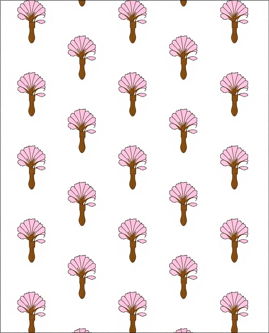 Pink Fan Flower Patterned Textile Rug