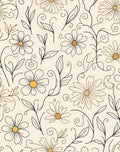 Delicate Daisy Pattern with Swirls Rug