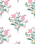 Soft Pink Floral Branches Pattern Rug