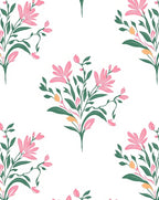 Soft Pink Floral Branches Pattern Rug