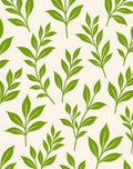 Green Leaf Pattern Repeating Design Rug