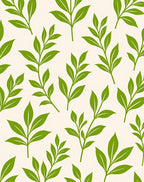 Green Leaf Pattern Repeating Design Rug