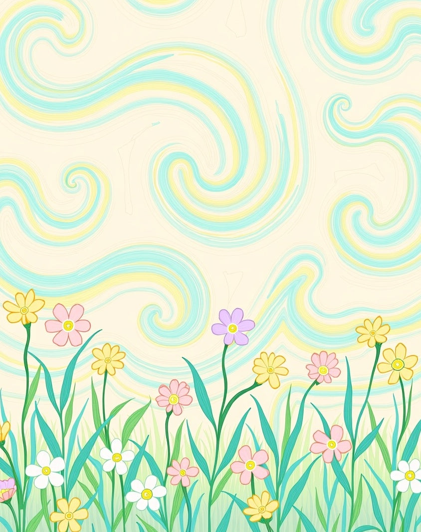 Whimsical Swirls Meadow Flowers Rug