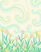 Whimsical Swirls Meadow Flowers Rug