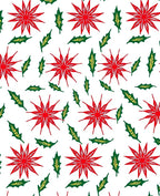 Red Starburst Green Leaf Pattern Rug