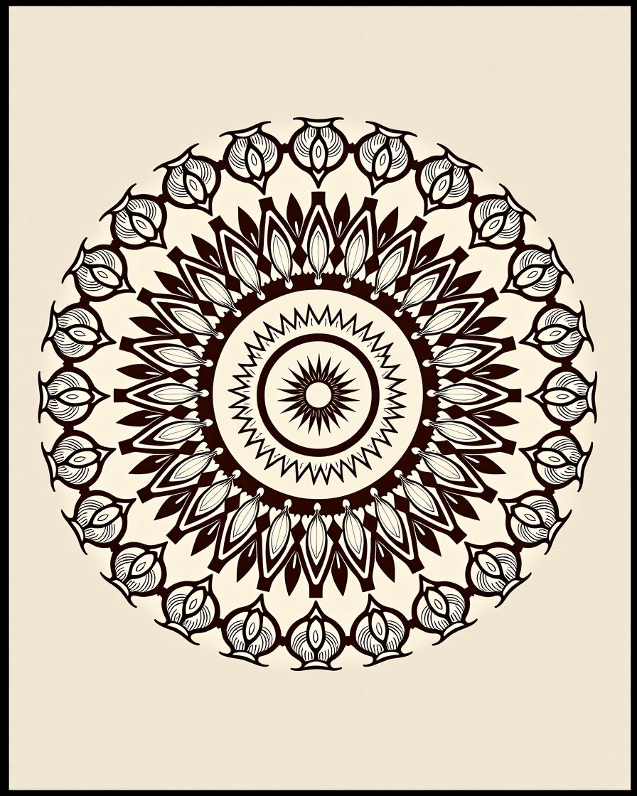 Mandala Style Intricate Floral Pattern Rug