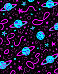 Neon Pink Blue Cosmic Planet Stars Rug
