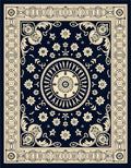 Floral Medallion Scroll Border Rug