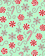 Red Swirl Snowflake Candy Cane Pattern Rug