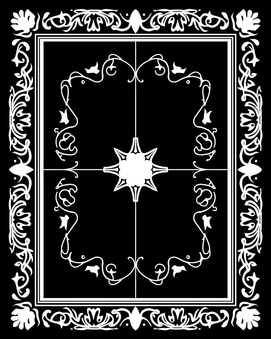 Ornate Floral Scrollwork Frame Rug