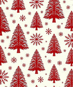 Red Pine Tree Snowflake Pattern Rug
