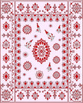 Crimson Red Festive Gnome Snowflakes Rug