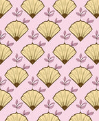 Fan Leaf Pattern Pink Rug