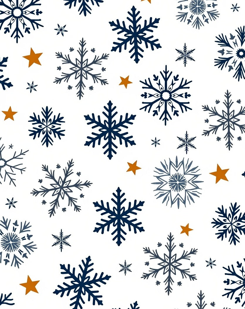 Navy Blue Snowflakes Golden Stars Rug