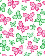 Pink Green Butterfly Pattern Decor Rug
