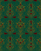 Emerald Green Art Nouveau Floral Medallion Rug