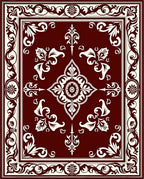 Ornate Floral Scrollwork Pattern Rug