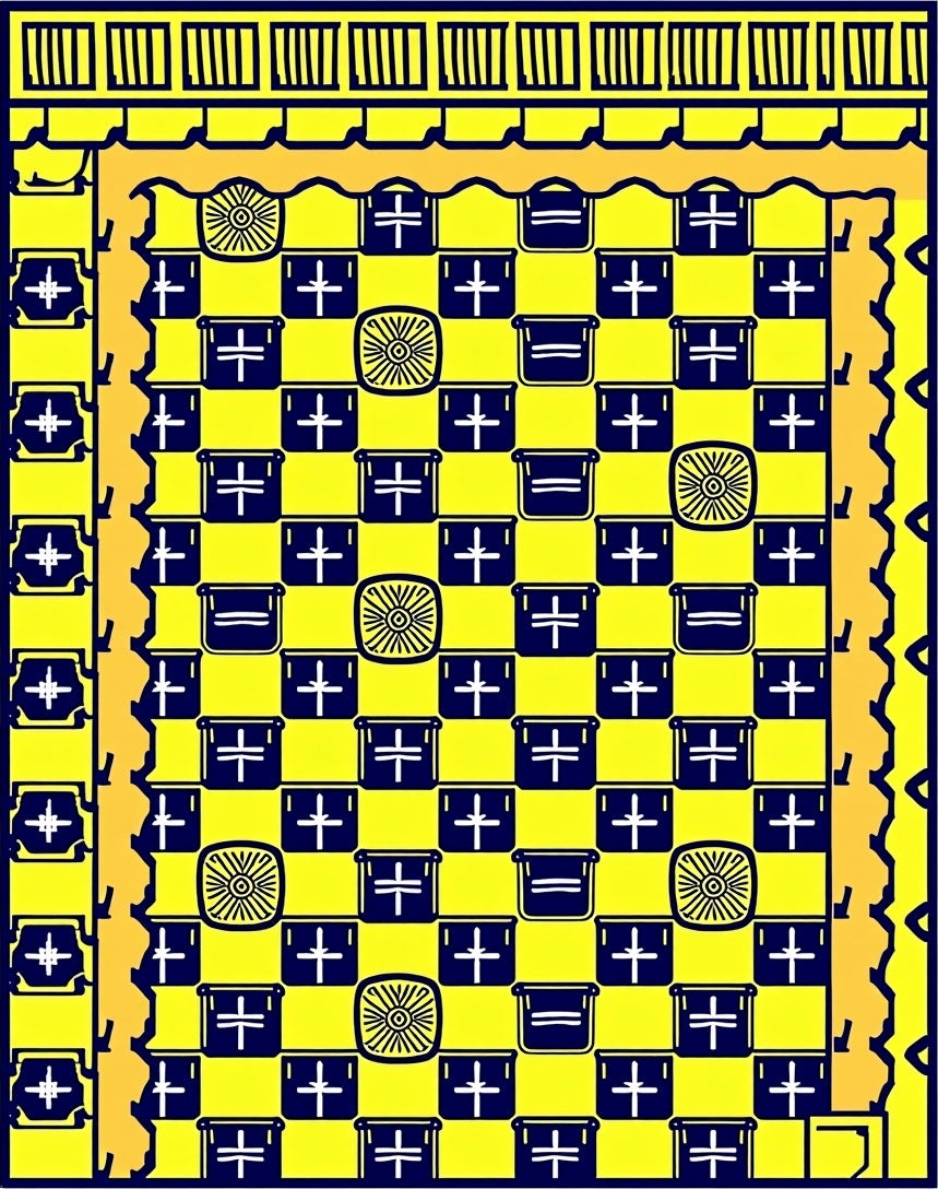 Bold Yellow Checkerboard Pattern Rug