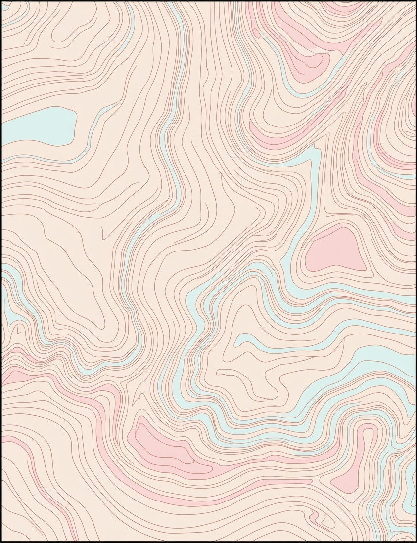 Pastel Topographic Contour Waves Rug