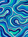 Abstract Swirling Blue Green Cream Rug
