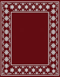 White Snowflake Border In Crimson Red Rug
